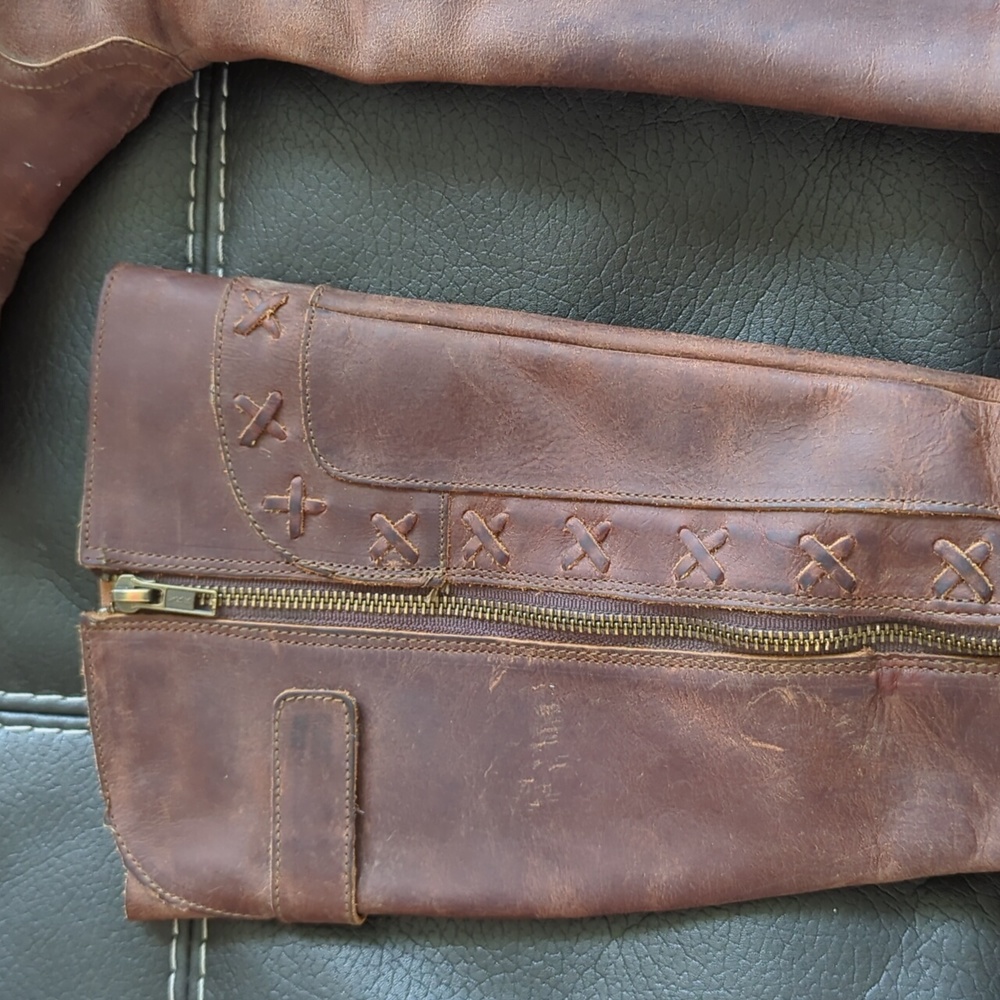 Born Womens Albi Tall High Calf Rustic Brown Leather Side Zipper Boot Size 6.5 - Picture 2 of 12